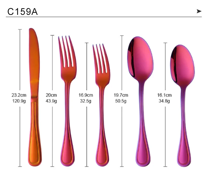 24 шт градиентный 304 из нержавеющей стали волшебный красный набор посуды набор вилок нож из нержавеющей стали столовое серебро набор домашней посуды