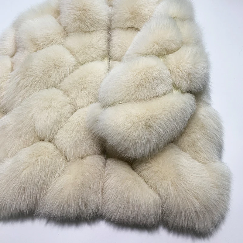 Rf2006 толстое теплое меховое пальто с отложным воротником бежевая шуба из натурального Лисьего меха с длинным рукавом натуральный мех куртка на молнии зимнее натуральное меховое пальто