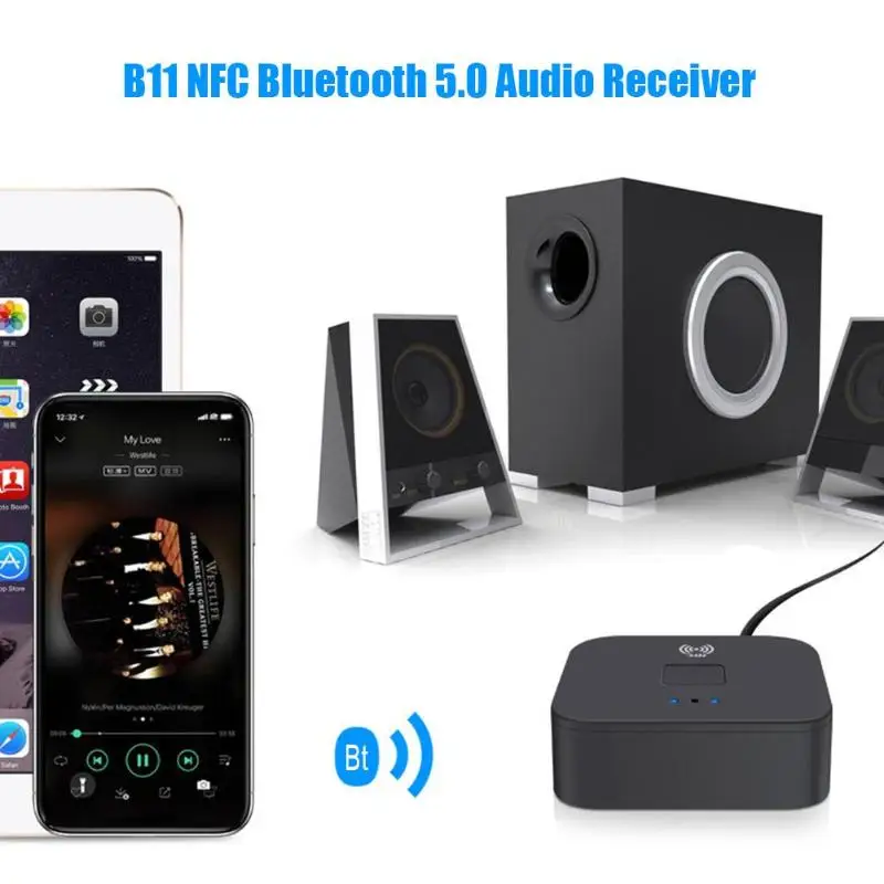 NFC Bluetooth 5,0 приемник 3,5 мм AUX RCA Jack Hifi беспроводной адаптер и микрофон Громкая связь Вызов Bluetooth Автомобильный аудиоприемник