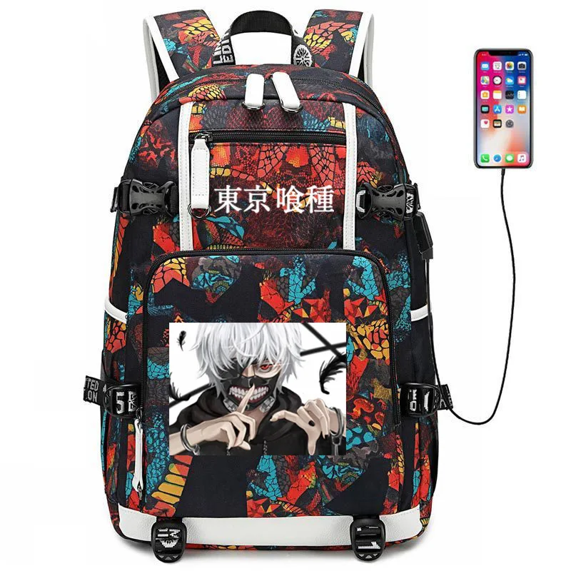 Style 18 Рюкзак с USB портом и изображением змеи из аниме, школьники подростки, школьная сумка, дорожная сумка для ноутбука - Цвет: Style 18