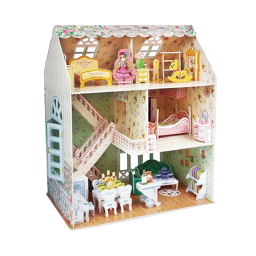 DIY Wooden Doll House Kits - European Beach Architecture House - Home Decoration - Miniature Building Toy for Children Birthday