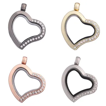 

5Pcs/lot L15 Slide Heart Floating Glass Locket Pendant Making Essential Oil Aromatherapy Friend Gift Jewelry Wholesale