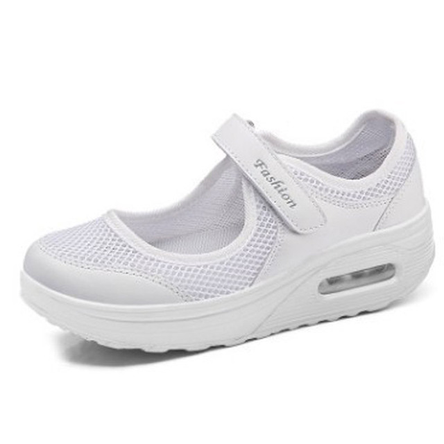 sneakers women shoes fashion mesh breathable wedges shoes female sneakers plus size hook & loop tenis feminino