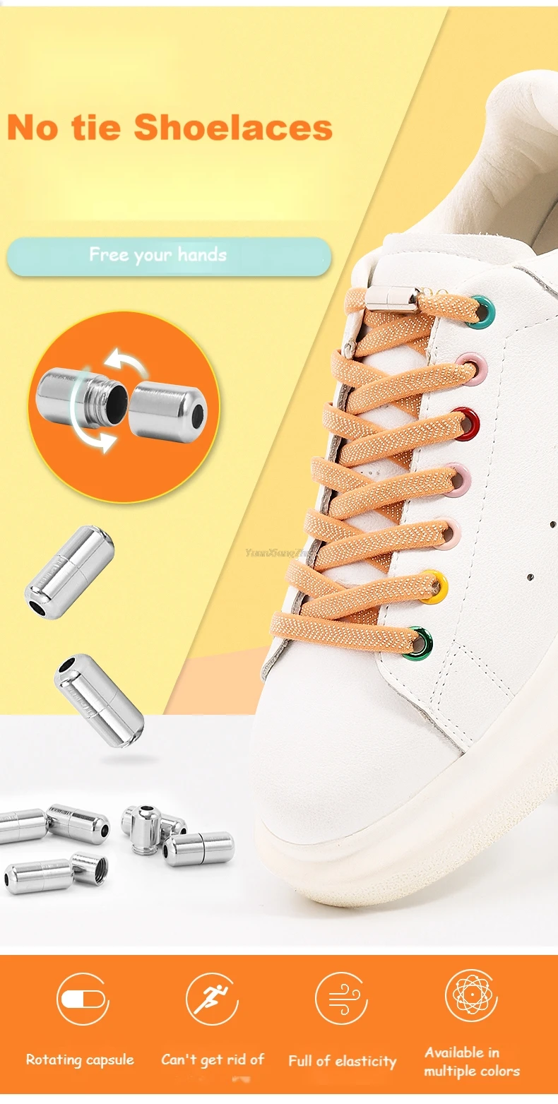 New Elastic Laces without ties Shoelaces for Sneakers Flat No Tie Shoe laces Kids Adult Quick Shoe lace Rubber Band Shoestring