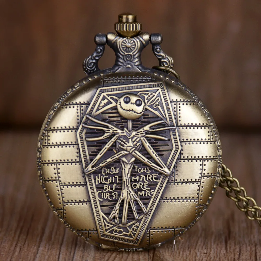 Уникальный череп кошмар перед рождественские карманные часы с цепочкой Sally Jack Skellington Fob часы ожерелье мужские женские подарок
