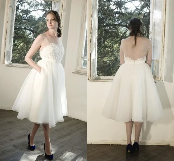 

2018 Short Sheer Real-image Backless Cheap Fashion Bridal Gown White Knee Lenght party Gowns Custom bridesmaid dresses