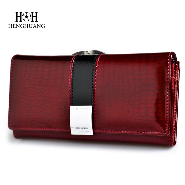 HH Luxury Genuine Leather Womens Wallets Patent Alligator Bag Female Design Clutch Long Multifunctional Coin Card Holder Purses 5