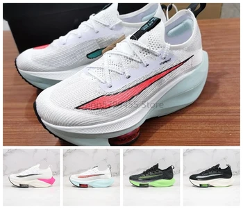 

New Zoomx Alphafly 4% Breathable Comfortable Mens Running Shoes Zoom Tempo Next Flyease Black Electric Green Women Trainers