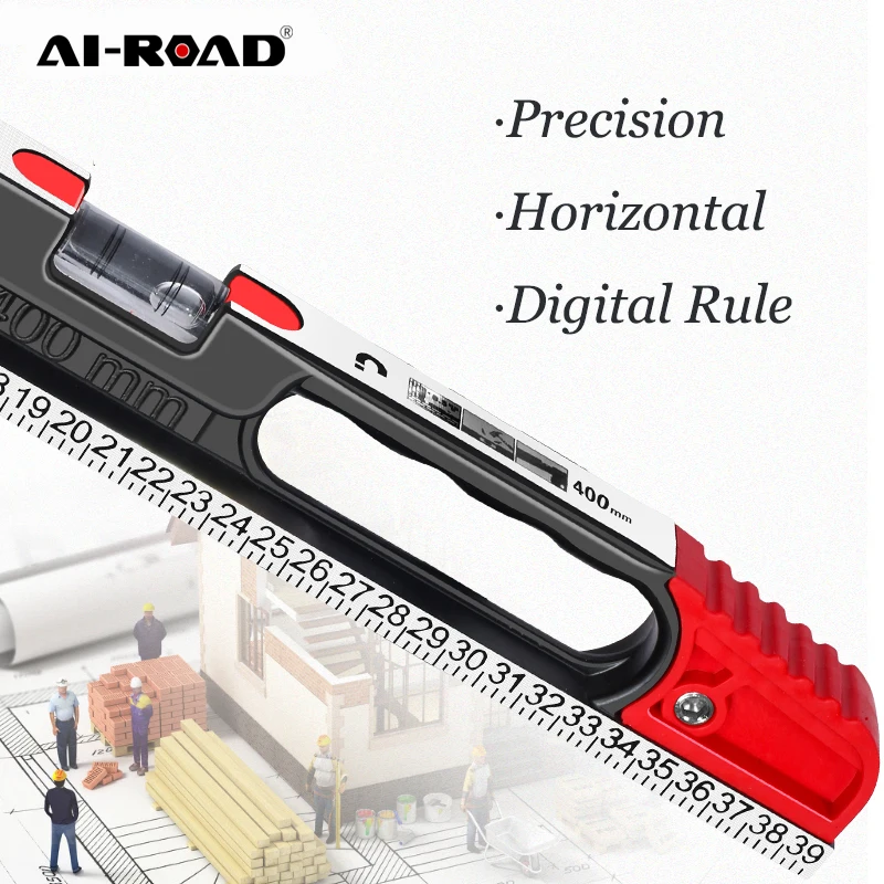 

AI-ROAD Precision Horizontal Length Measurement Digital Scale Blister Level Tool Aluminum Alloy Anti-Fall Water Balance Ruler