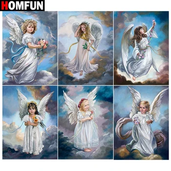 

HOMFUN Diamond Painting Cross Stitch "Angel girl cloud" 5D DIY Diamond Embroidery Full Square/round Rhinestone Of Picture