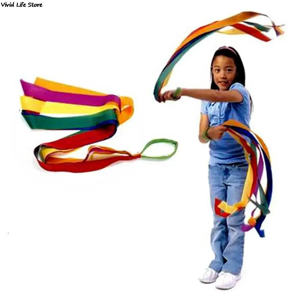 Children Traditional Retro Rainbow Streamer Dance Interactive Color Ribbon Toys for children interactive games gymnastics ribbon gymnastics streamer rod