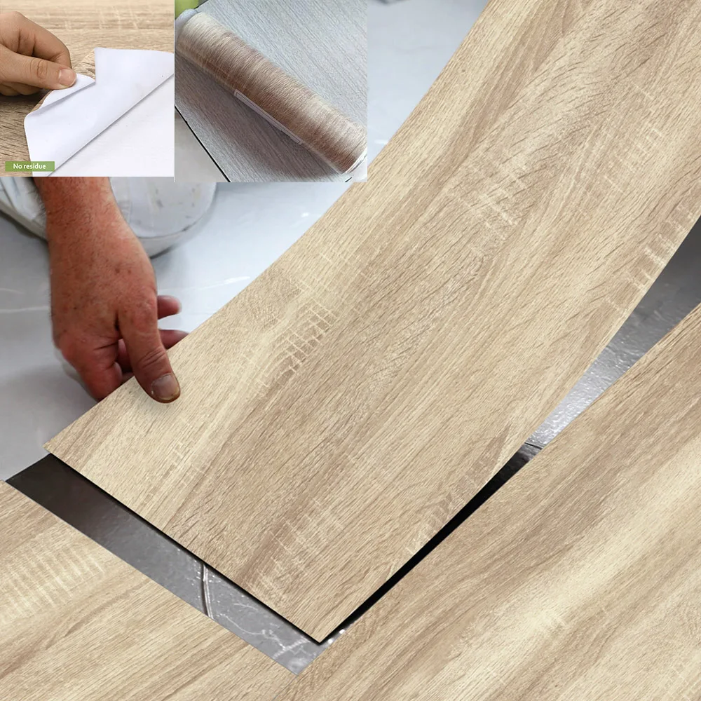 Discount Floor Stickers Wall-Decoration Wallpaper Kitchen Bedside Wood-Grain Self-Adhesive Home-Decor 73oVNK6Vm