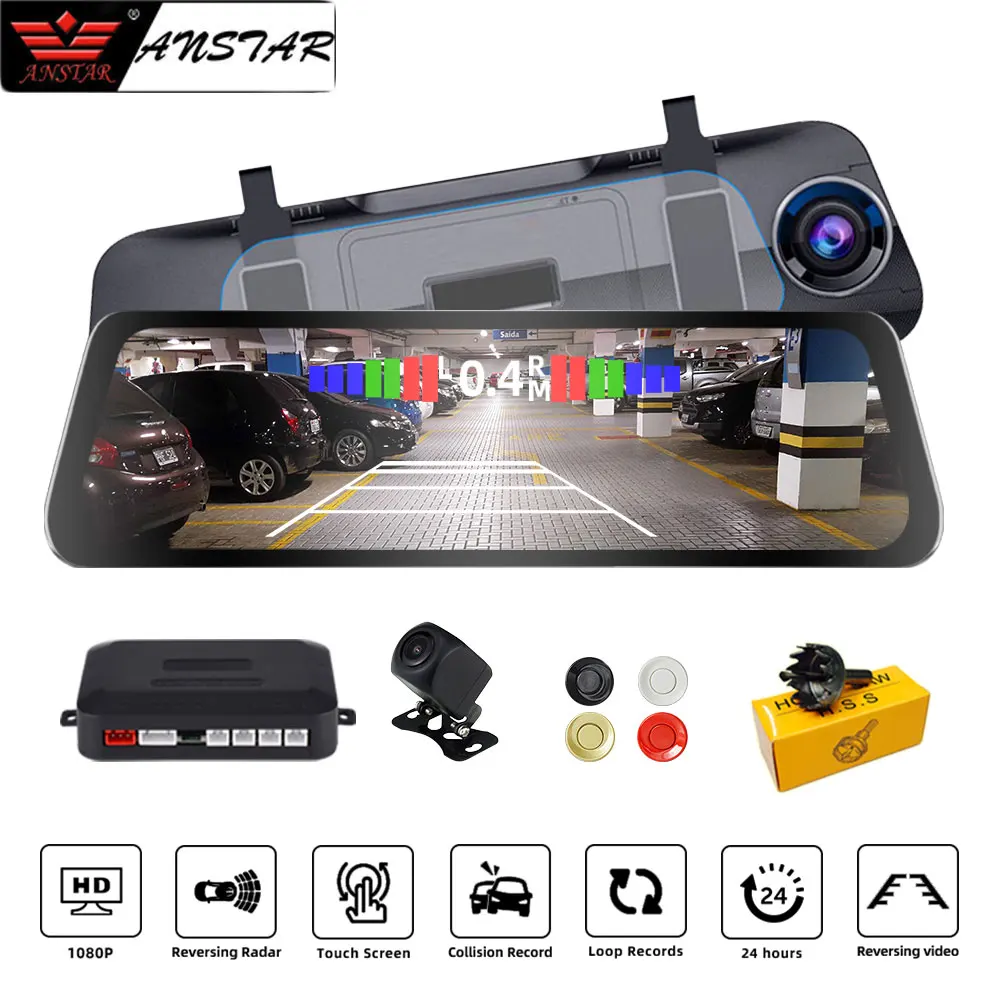

Upgrade 3 in one Mirror Camera 10'' Car Reverse Radar Parking Sensor Blind Spot Detection System Parktronic Auto DVR