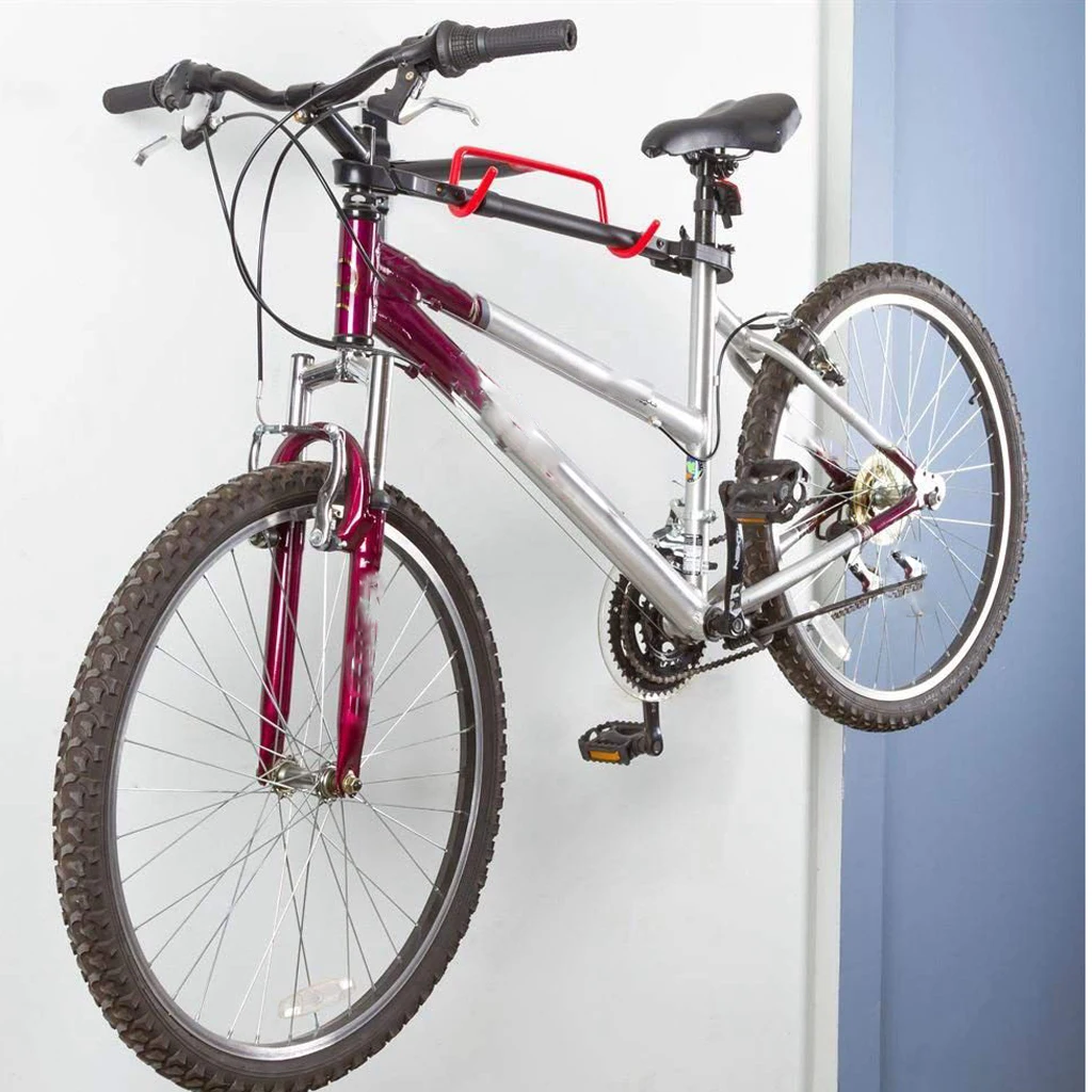 Heavy Duty Bike Mount Hanger Rubber-Coated Hook Garage Bicycle Store Rack Stand & Mounting Screws for Bike Secure Stable Hanging