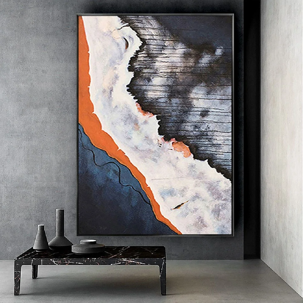 

Abstract dark river pattern handmade rock texture wall art decor canvas art modern hand painted oil painting living room mural