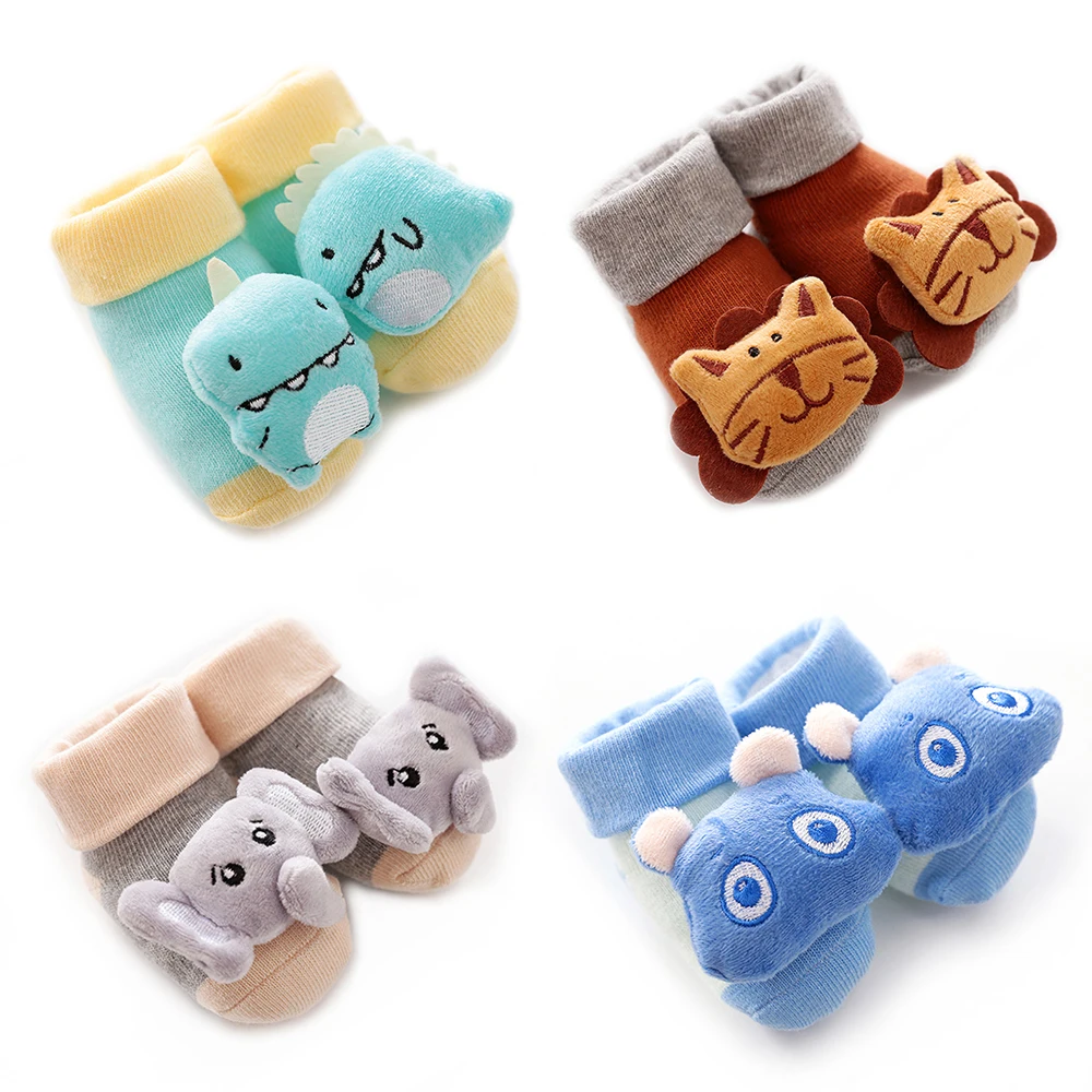 

1pair Autumn Winter Baby Socks Floor Non-slip Cotton Cartoon Doll socks with bells Baby Girls Boys Soft Cute Boots dropshipping