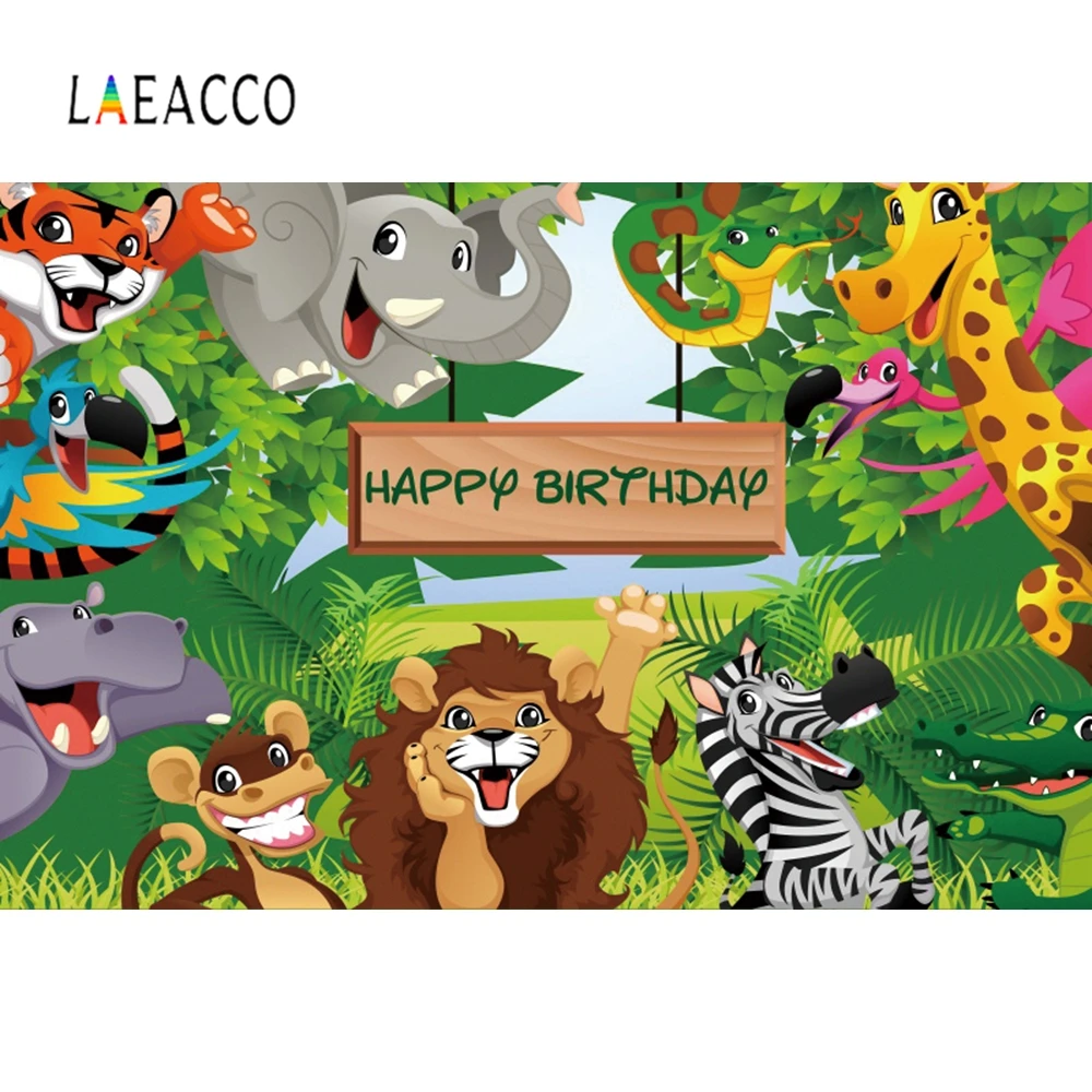 

Laeacco Wild Safari Animal Forest Jungle Newborn Baby Shower Birthday Backdrop Photography Background Photo Studio Photophone