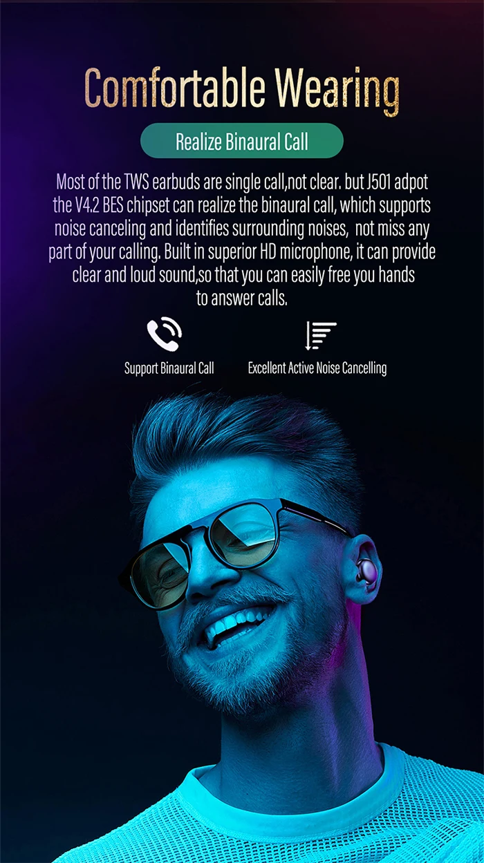 Беспроводные Bluetooth наушники, стерео наушники с шумоподавлением, TWS, сенсорный ключ, Bluetooth 5,0, наушники для мобильного телефона GX223
