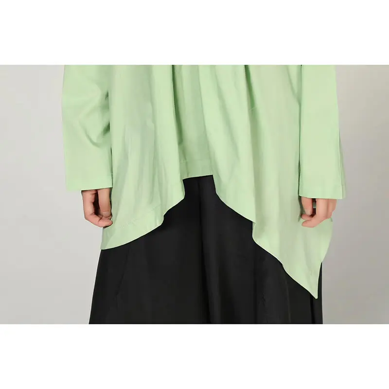 XITAO Pleated Pleated Autumn T Shirt Women Clothes O Neck Pullover Elegant Small Fresh Irregular Casual Style Tee WLD2450