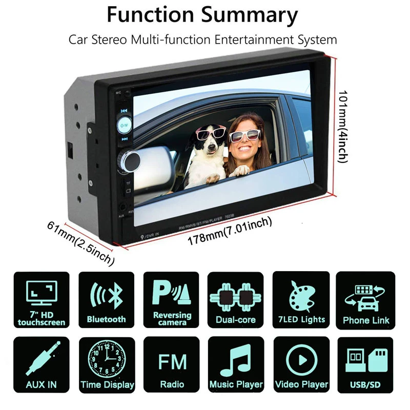 2 Din Car Multimedia Player DVD Autoradio Stereo Video 7 inch Touch Screen MP5 Player Auto Radio Audio Backup Rear View Camera