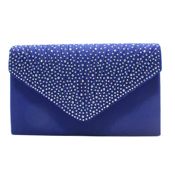 

Classic Silk Fabrics AB Color Rhinestone Clutch-Style Western Style Evening Bag Bridal Bag