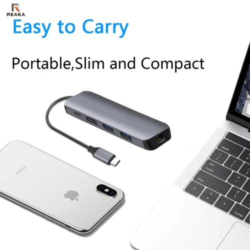 USB C док-станция для ноутбука USB 3,0 HDMI RJ45 Gigabit PD Fealushon для MacBook samsung Galaxy S9/S8/S8+ type C док-станция USB HUB