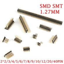 20 шт./лот SMD SMT 2*2/3/4/5/6/7/8/9/10/12/16/20/40/PIN двухрядный штыревой разъем 1,27 мм шаг ленточный соединитель 2X/6/8/10/20