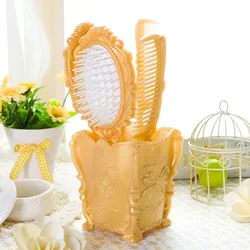 5pcs salon hair brush Hair Comb Morror Set Professional Kit Hairdressers Salon Massage Brushes Roll With Shelf Holder Modelling