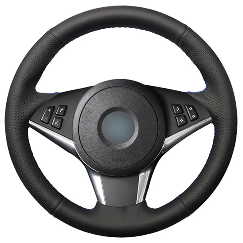 Черный PU искусственная кожа DIY ручной чехол рулевого колеса автомобиля для BMW E60 E61