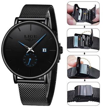 

LIGE Mens Watches Top Brand Luxury Casual Fashion Watch Men's Simple Sports Watch Waterproof Quartz Wristwatch Relogio Masculino