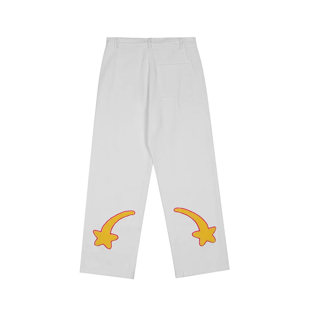 2021 New Arrival Letter Embroidery Hip Hop Men Wide Leg Jeans Trousers Punk Straight Casual Baggy Denim Pants Pantalones Hombre