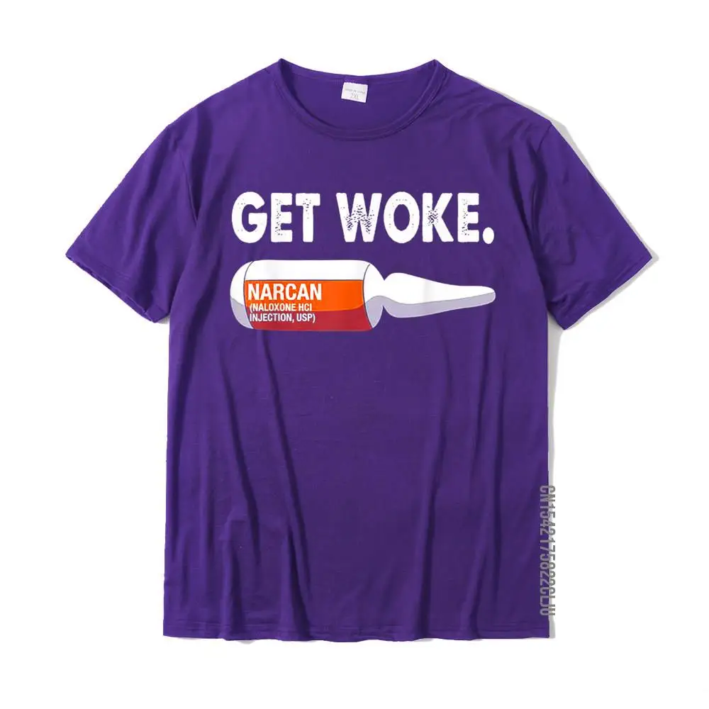 Hip hop Get Woke Narcan Drug T-Shirt__30653 Men Top T-shirts Oversized Autumn Round Collar 100% Cotton Fabric T Shirt T Shirt Get Woke Narcan Drug T-Shirt__30653 purple