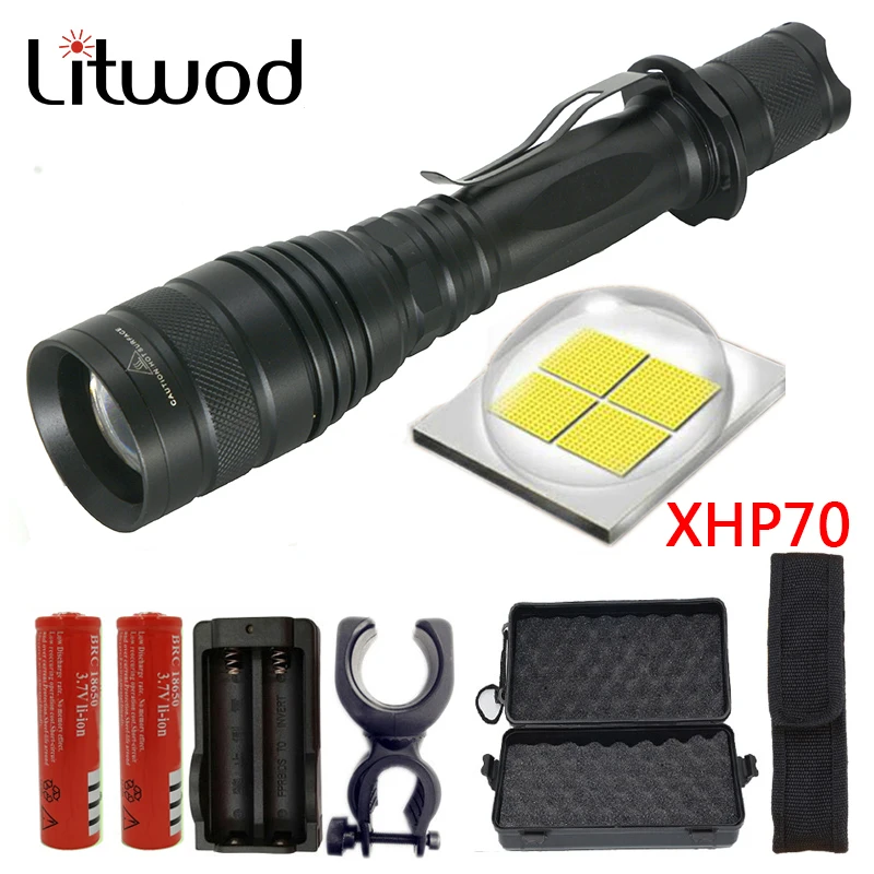 Litwod Z20 Original CREE XLamp XHP70 32w 3200lm powerful Tactical LED flashlight torch zoom lens Lantern VS XM-L2 U3 | Лампы и
