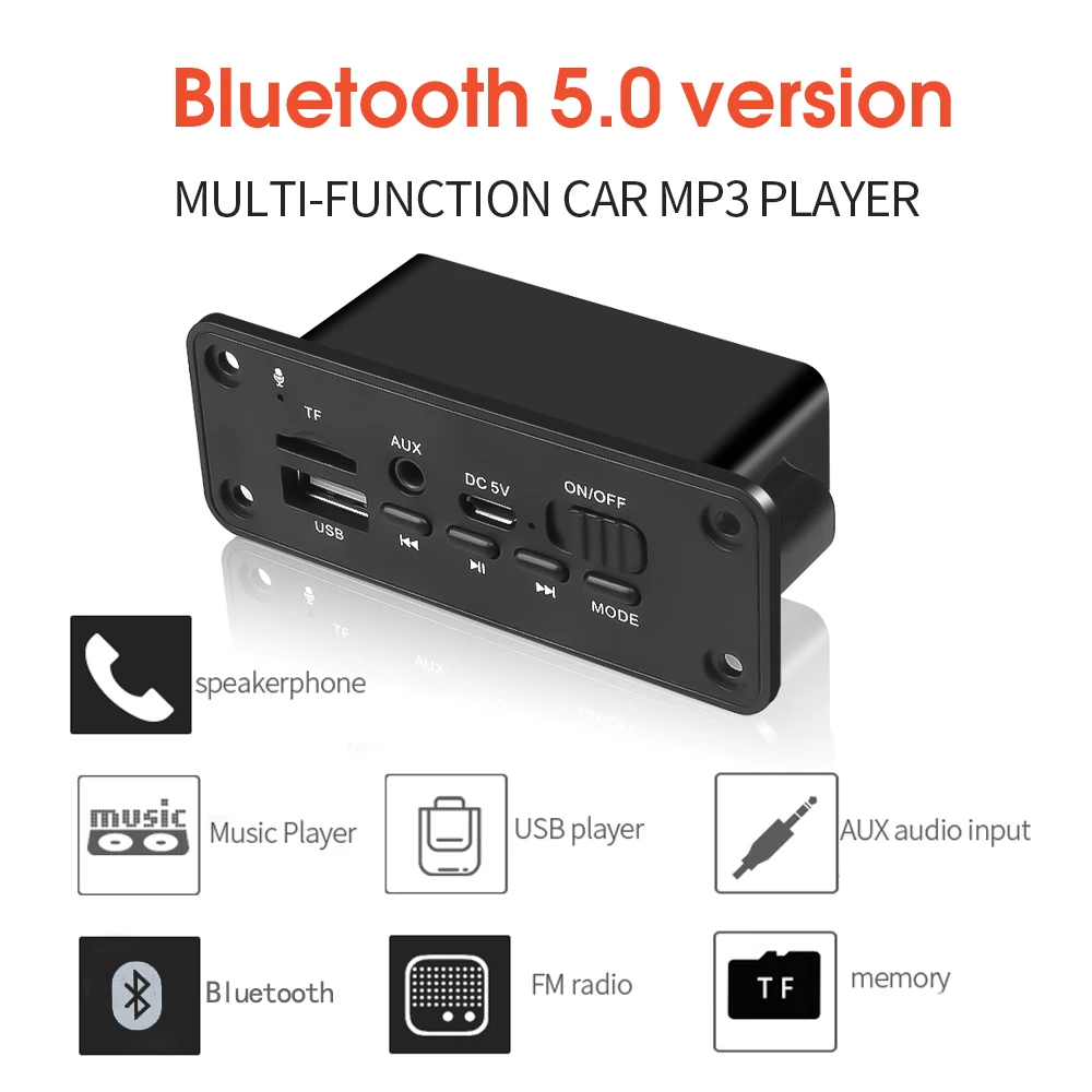 Kebidu 2* 3W усилитель DC 5 в MP3 WMA беспроводной Bluetooth 5,0 декодер плата аудио модуль USB FM TF запись радио AUX вход для автомобиля