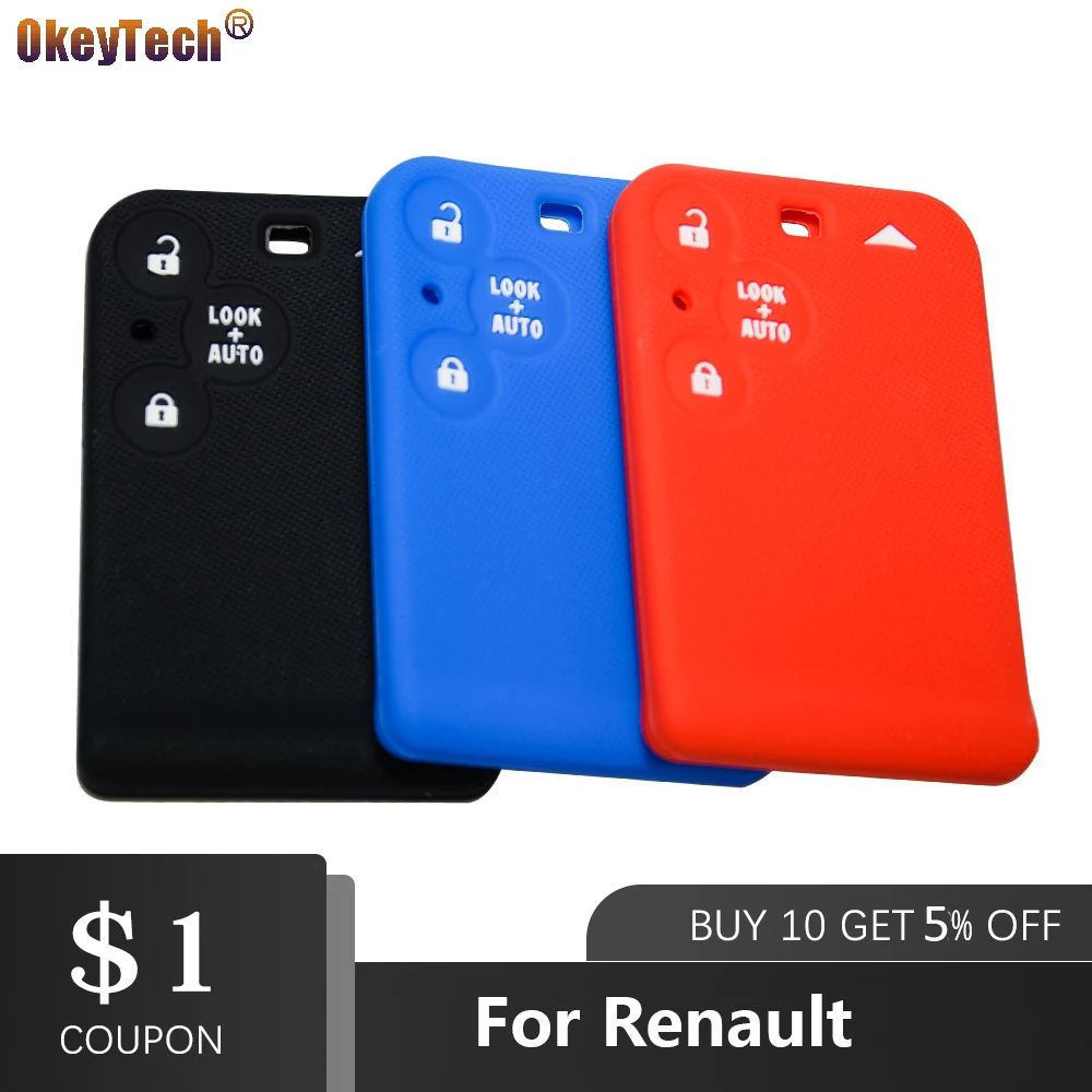 

OkeyTech 3 Buttons Silicone Car Key Cover Shell Case for Renault Laguna Espace 2001-2006 Megane Vel-satis Protector Holder