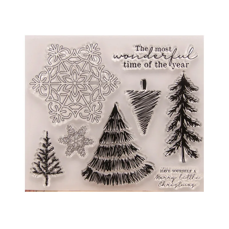 Christmas Clear Stamps for DIY Scrapbooking Card Snowflake Trees Transparent Stamps Making Album paper Craft Decor New Stamps