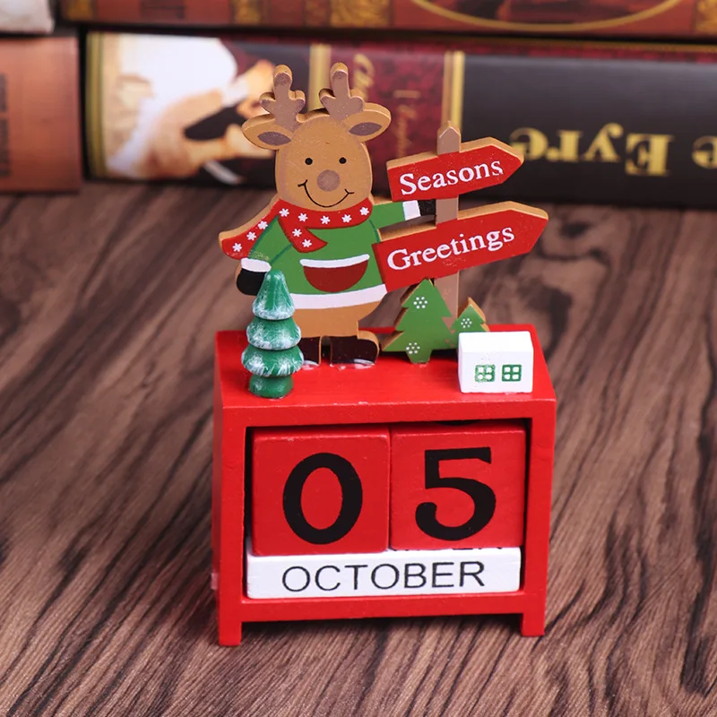 Рождественские игрушки с календарем DIY, деревянные Регулируемые часы с обратным отсчетом, Датой месяца, рождественские украшения, Развивающие головоломки для детей, рождественские подарки - Цвет: Elk