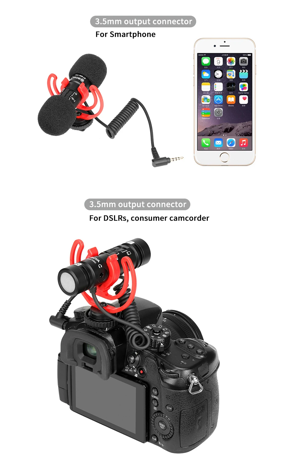 BOYA BY-MM1 On-Camera Shotgun Condenser Microphone for PC Mobile Phone DSLR Camera iPhone Android Streaming Vlog Microphone