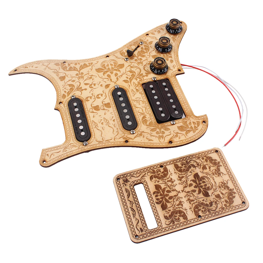

1 Set Electric Guitar SSH Pre-Loaded Alnico V Humbucker Pickguard Anti-scratch Plate Maple Wood