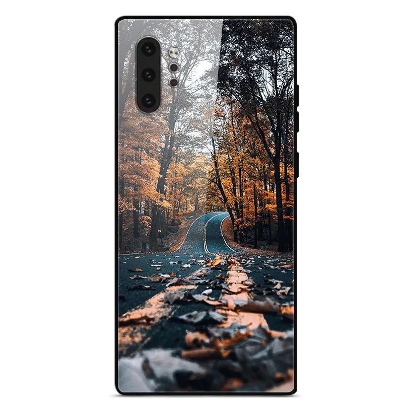 Для samsung Galaxy Note 10 Plus чехол с милым рисунком, стеклянная задняя крышка, твердый чехол для samsung Note 10 чехол для Note10 мягкий бампер, Note10+ Pro