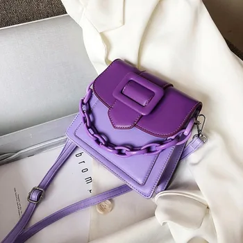 

Contrast Color PU Leather Mini Crossbody Bags for Women New Summer Chain Female Shoulder Bags Panelled Ladies' Travel Flap Bags