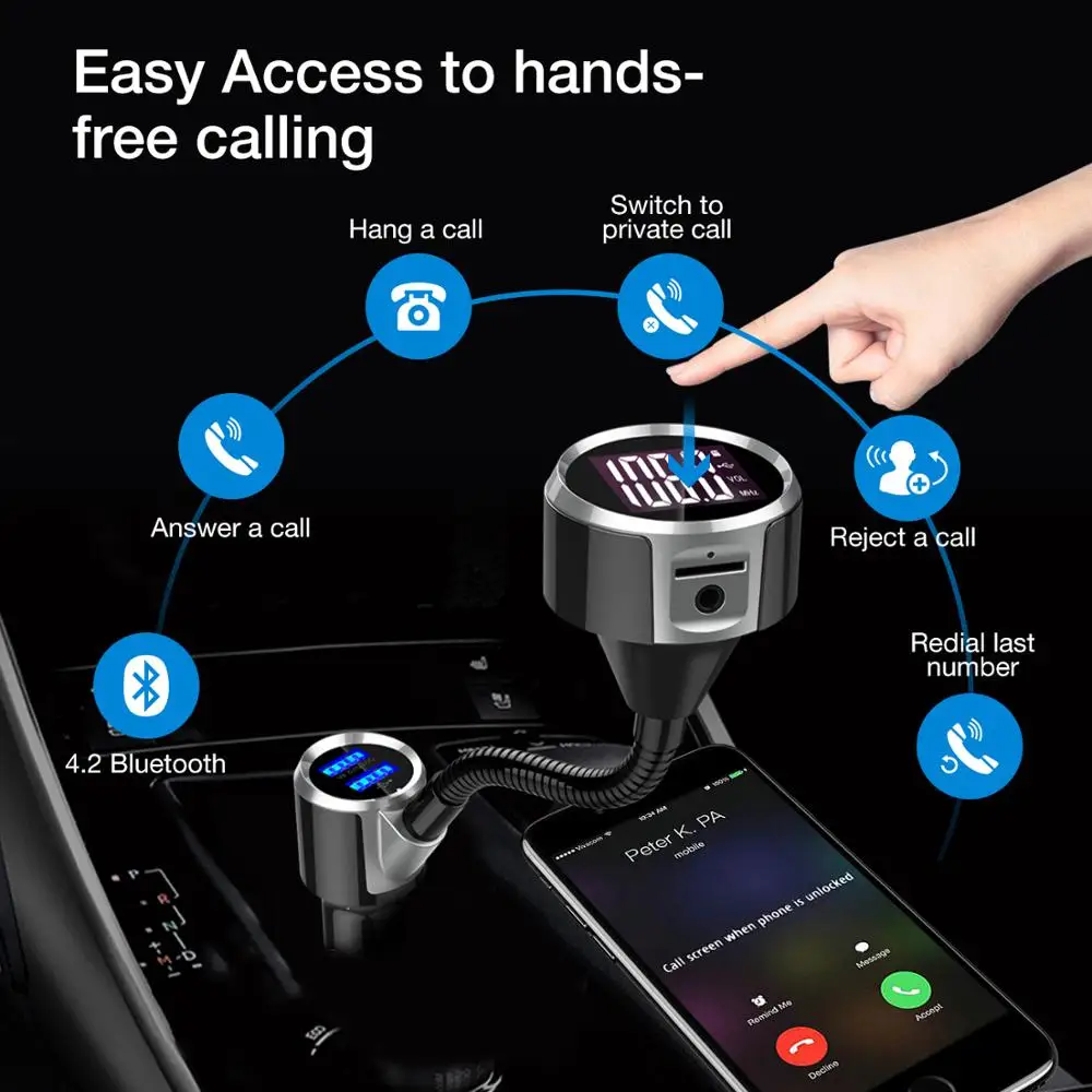 Bluetooth fm-передатчик двойной USB 1,8 дюймов TFT экран FM модулятор комплект Автомобильный MP3-плеер TF USB музыка
