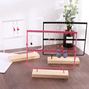 

24/44 Holes Wood Earrings Organizer Jewelry Holder Necklace Bracelet Rack 2 Layers Jewelry Display Stand Jewelry Packing