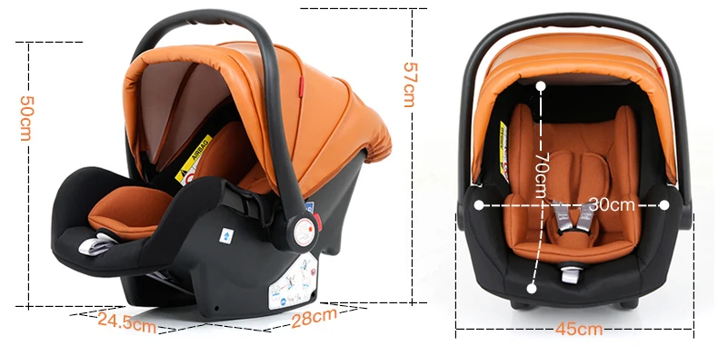 Belecoo high-grade luxury baby stroller with basket PU leather 3 in 1 folding infant pram