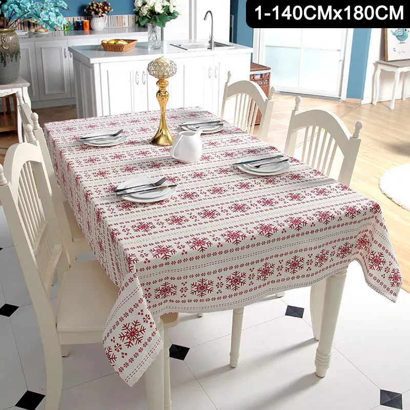 140CMx180CM Горячие скатерти крышка красные снежинки шаблон украшения для рождественской вечеринки дома банкета TI99 - Цвет: 140CMx180CM
