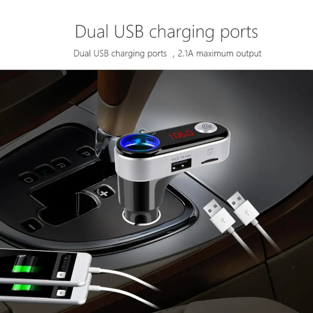 Новый 5V/2.1A Многофункциональный 4 в 1 автомобильный fm передатчик BC с USB флеш
