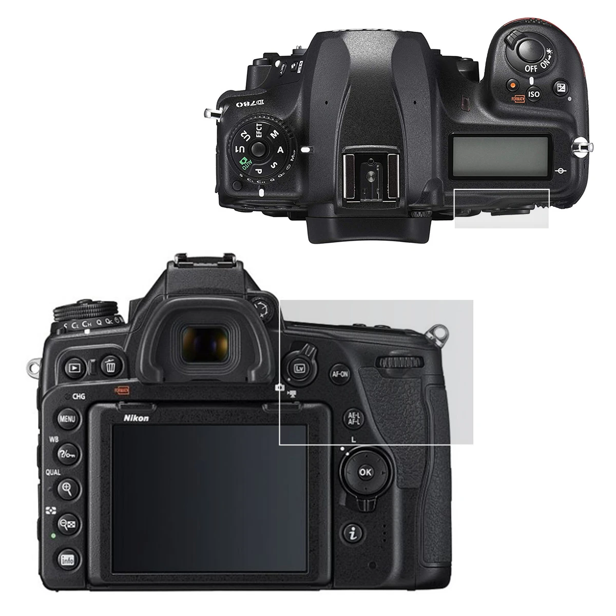 니콘 D780 DSLR 카메라용 자체 접착 강화 유리 커버 가드, 메인 LCD + 탑 인포 숄더 스크린 프로텍터