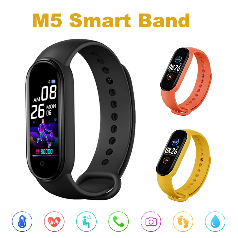 Reloj inteligente M5 para hombre y mujer, pulsera inteligente deportiva con control del ritmo cardíaco y de la presión sanguínea y Bluetooth M5