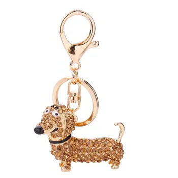 

Rhinestone Dachshund Dog Design Keychain Bag Car Key Ring Charm Pendant Best Gifts for Purse Small Lovely Cute