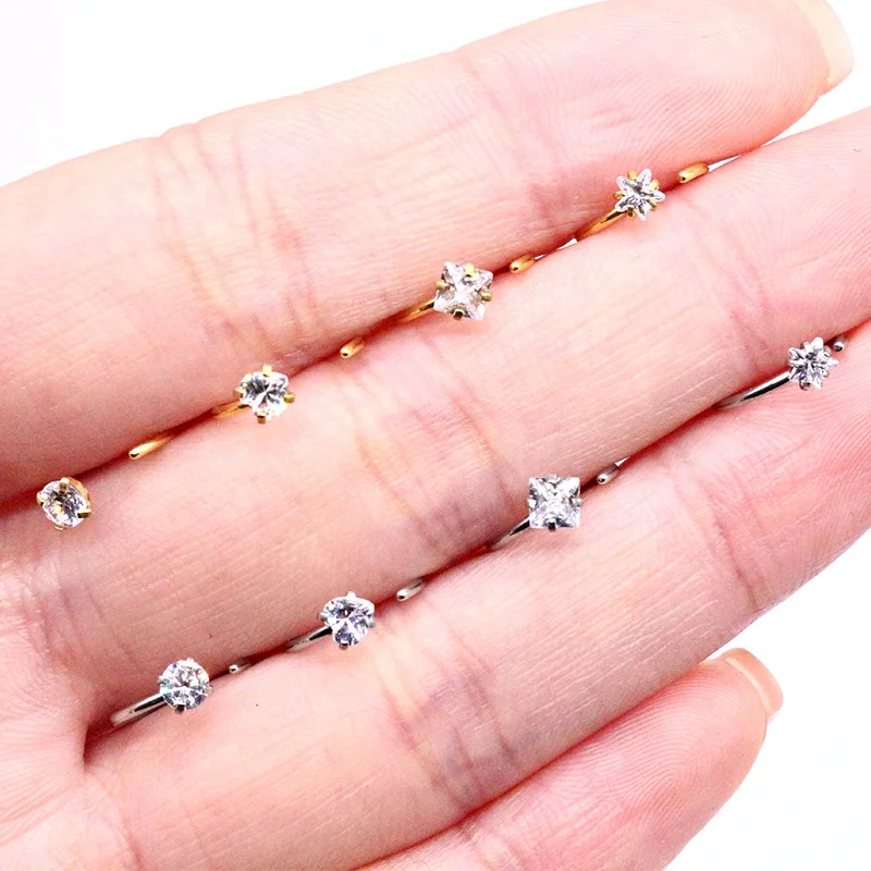 Nose Rings Gold Plated hoop nose ring Nose hoop star heart square round For women body piercing jewelry